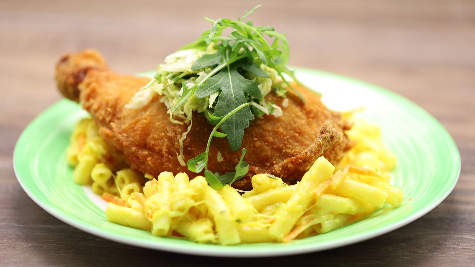 Chicken fried mac & cheese - with herb-cheese pasta
